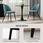 Green Velvet Dining Chairs Set of 2 with Metal Legs and Shell Backrest for Home