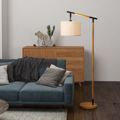 Metal Floor Lamp with Rotating Shade and LED Bulb for Living Room or Bedroom, Brown