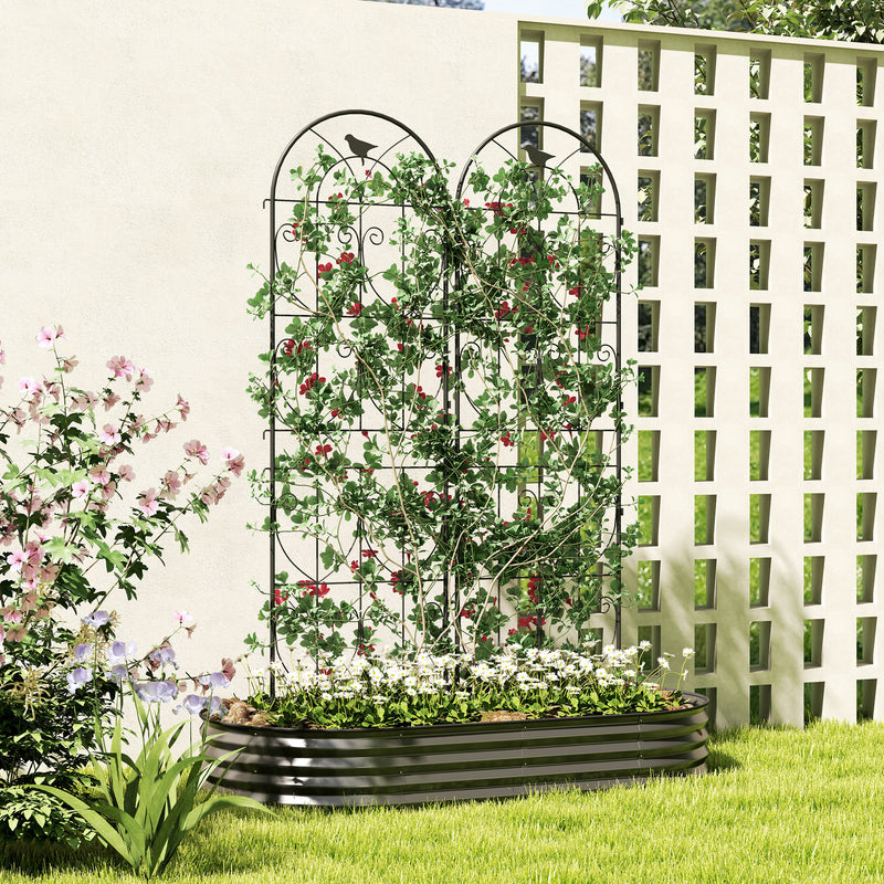 Garden Trellis Set of 2 for Climbing Plant Support and Privacy Screen Black Outsunny