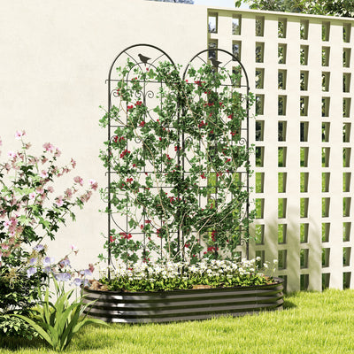 Garden Trellis Set of 2 for Climbing Plant Support and Privacy Screen Black Outsunny