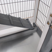 2 Tier Wooden Hutch for Guinea Pigs and Small Pets Ideal for Indoor Use Grey