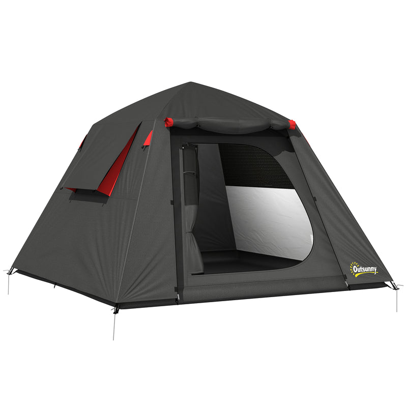 Waterproof 2 Person Camping Tent with Easy Setup and Spacious Interior Dark Grey Red