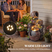 Garden Water Fountain with Planter and LED Lights for Relaxing Outdoor Evenings Rustic Brown Outsunny
