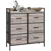 Rustic Storage Chest with Six Fabric Drawers Ideal for Bedroom or Hallway Grey Wood Effect