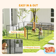 Silver 12 Panel Heavy Duty Puppy Playpen for Small Dogs Indoor and Outdoor Use by PawHut
