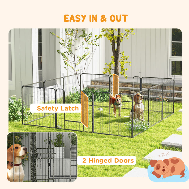 Silver 12 Panel Heavy Duty Puppy Playpen for Small Dogs Indoor and Outdoor Use by PawHut