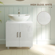 Under Sink Bathroom Cabinet for Pedestal or Freestanding Basins with Storage, White
