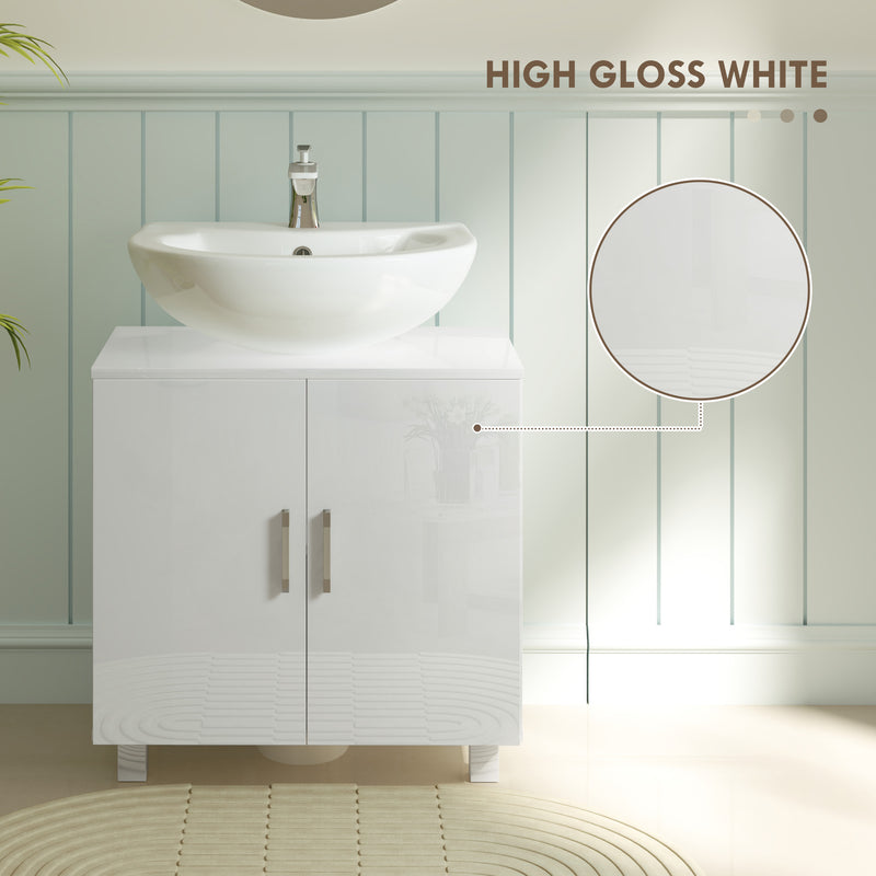 Under Sink Bathroom Cabinet for Pedestal or Freestanding Basins with Storage, White