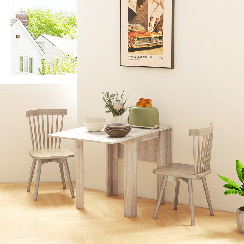 Four Seater Drop Leaf Dining Table Space Saving Folding Design for Dining Room Wood Effect