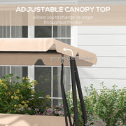 Three Seater Garden Swing Chair with Adjustable Canopy Light Brown by Outsunny