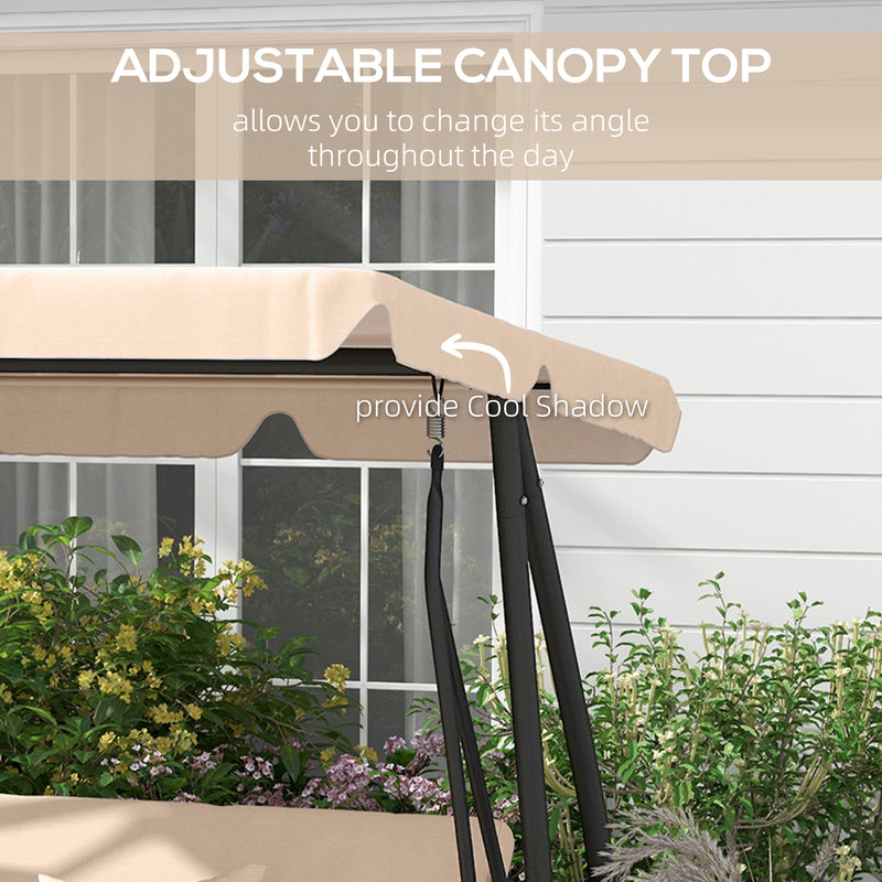Three Seater Garden Swing Chair with Adjustable Canopy Light Brown by Outsunny