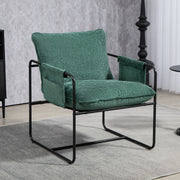 Green Minimalist Padded Accent Chair with Side Pockets by HOMCOM