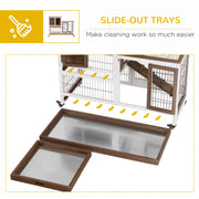 Two Tier Rabbit Hutch with Wheels for Indoor or Outdoor Use Pet Cage, Brown
