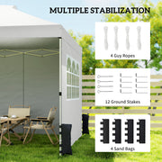 3x3m Pop Up Gazebo with Sidewalls and Windows for Outdoor Events and Shelter Outsunny