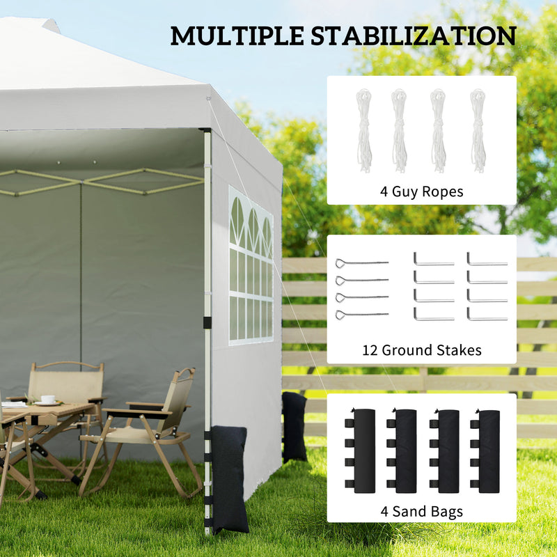 3x3m Pop Up Gazebo with Sidewalls and Windows for Outdoor Events and Shelter Outsunny