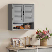 Wall Mounted Bathroom Cabinet With Adjustable Shelves For Organised Storage Grey AOSOM