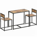3pc Wooden Dining Table and Stool Set for Small Spaces - Ideal For Dining or Study Desk Use, Rustic Brown Homcom
