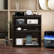 Four Tier Wooden Desktop Organiser With Storage Shelves For Home Office, Dark Brown
