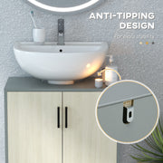 Under Sink Bathroom Cabinet with Double Doors and Shelves for Extra Storage Natural