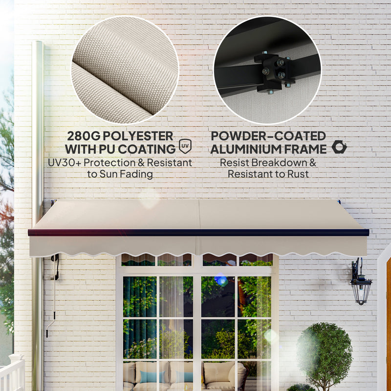 Beige 3.5 x 3m Electric Manual Awning with Remote Control by Outsunny