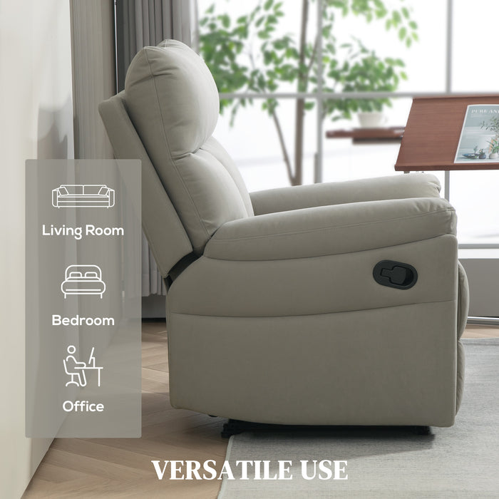 Grey Manual Reclining Chair with 140 Degree Adjustment and Footrest by HOMCOM
