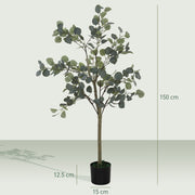 5ft Artificial Silk Eucalyptus Tree with 230 Silver Dollar Leaves in Pot for Home and Office by HOMCOM