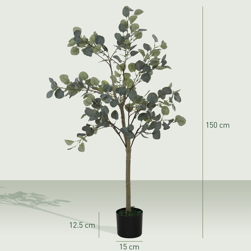 5ft Artificial Silk Eucalyptus Tree with 230 Silver Dollar Leaves in Pot for Home and Office by HOMCOM