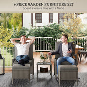 5 Piece Rattan Patio Furniture Set With Cushions Dark Grey by Outsunny