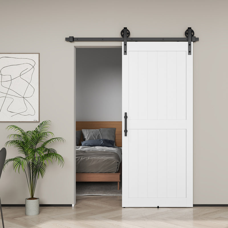 Sliding Barn Door for Quiet Space Saving Access in Kitchens or Utility Rooms White