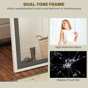 Two Tone Full Length Mirror 162 cm Tall in White and Grey with Modern Slim Frame