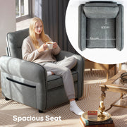 Faux Leather Accent Armchair With Padded Seat For Living Room Or Bedroom Grey AOSOM