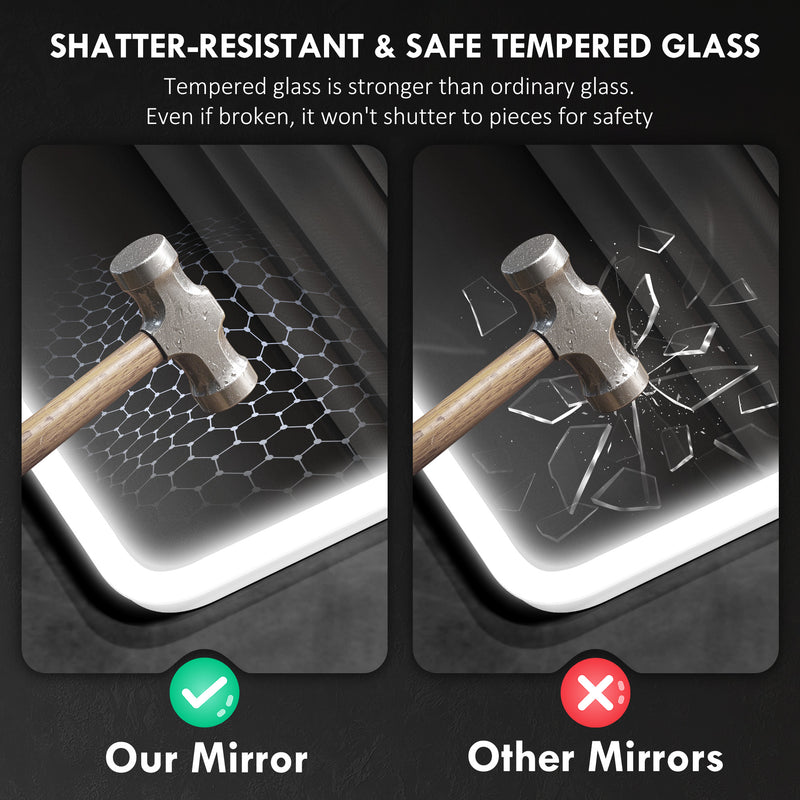 50 x 70 cm LED Bathroom Mirror with Bluetooth and Backlit Lighting in Silver by Homcom