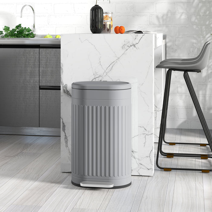Grey 30L Metal Kitchen Bin with Soft Close Lid by HOMCOM