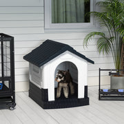 Plastic Dog Kennel with Ventilated Windows Ideal for Small Dogs in Garden or Patio Grey