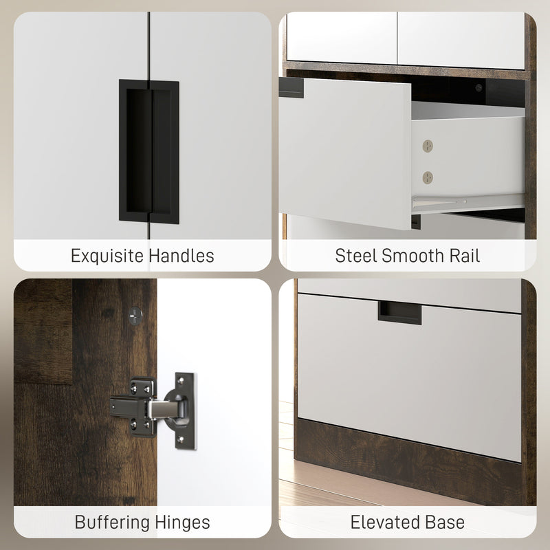 Double Wardrobe with Drawers for Organised Bedroom Storage and Soft Close Doors Rustic Brown