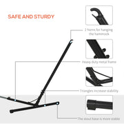 Adjustable Double Garden Hammock with Steel Frame and Pillow for Outdoor Relaxing Red Stripes AOSOM