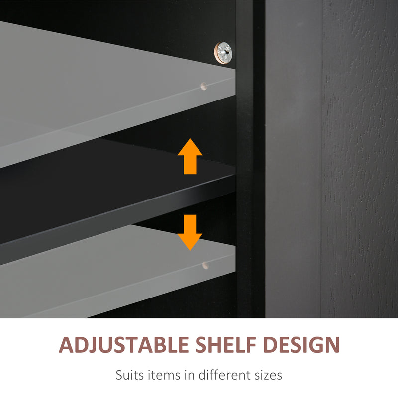 Black Rolling Kitchen Island Trolley with Rubber Wood Top and Storage by HOMCOM