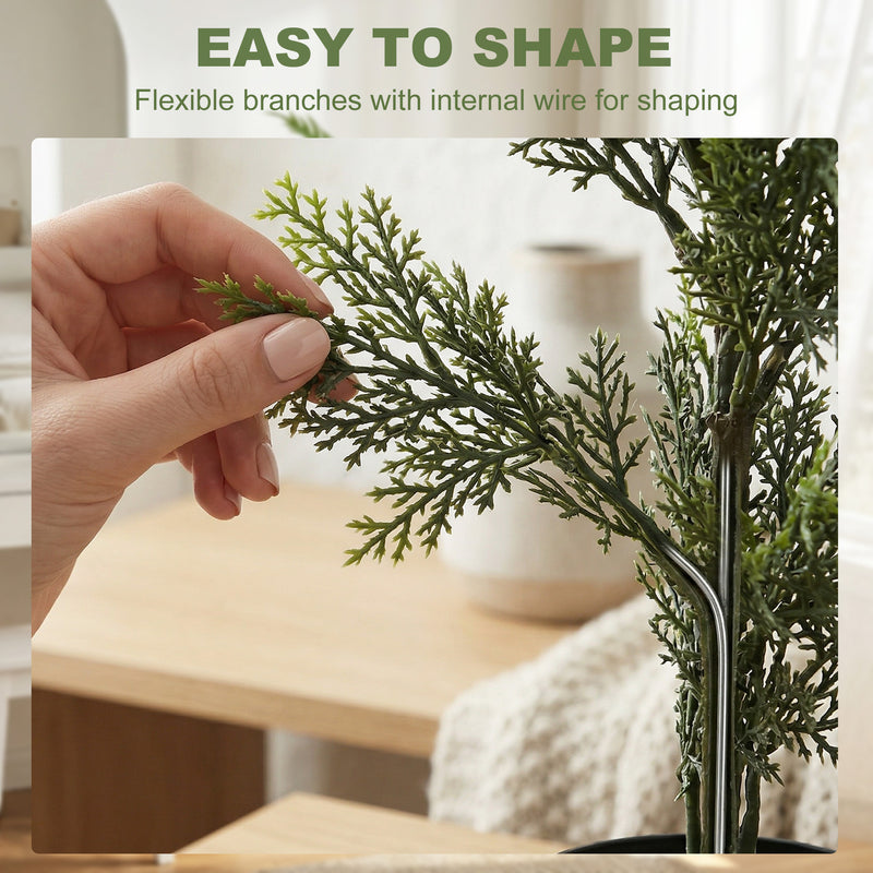 Artificial Cypress Trees Set of 2 for Low Maintenance Front Door Display 120 cm Green Homcom