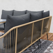 Brown Grey 6 Seater Rattan Garden Sofa Set With Cushions by Outsunny