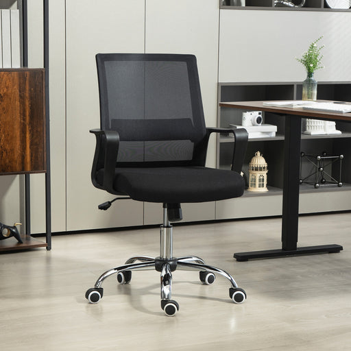 Black Mesh Back Swivel Office Chair for Home and Office by Vinsetto