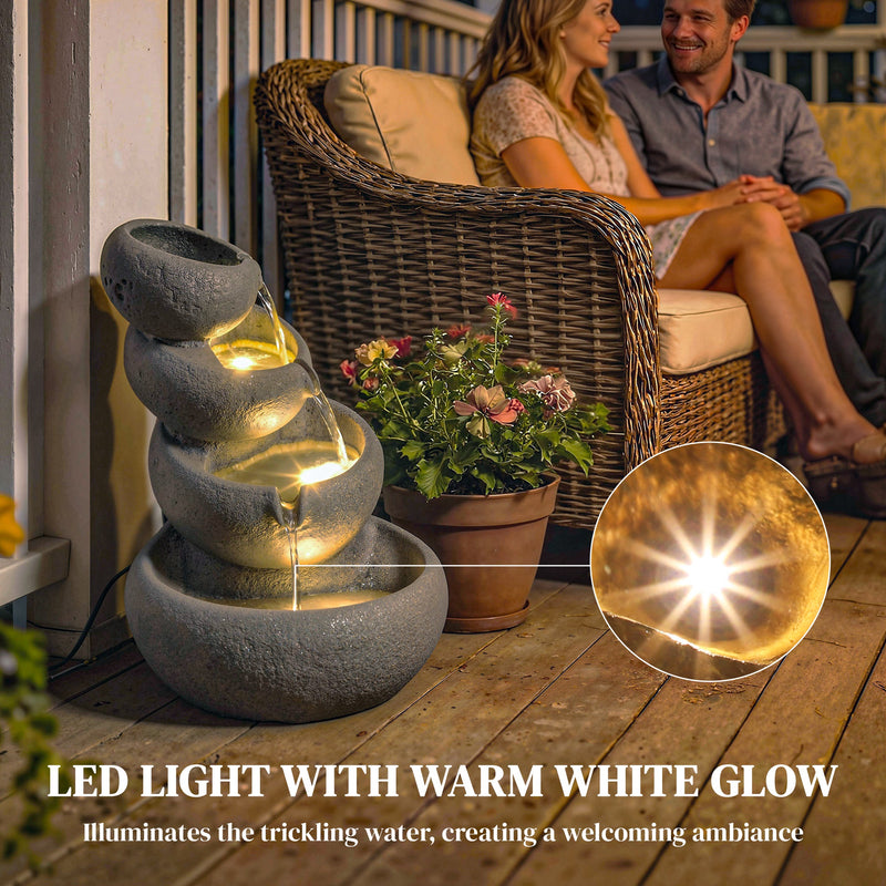Outdoor Water Fountain with LED Lights for Relaxing Garden or Patio Retreat Mixed Colour Outsunny