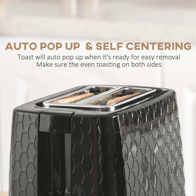 Fast Boil 17L Electric Kettle and 2 Slice Toaster Set With Auto Shut Off Black