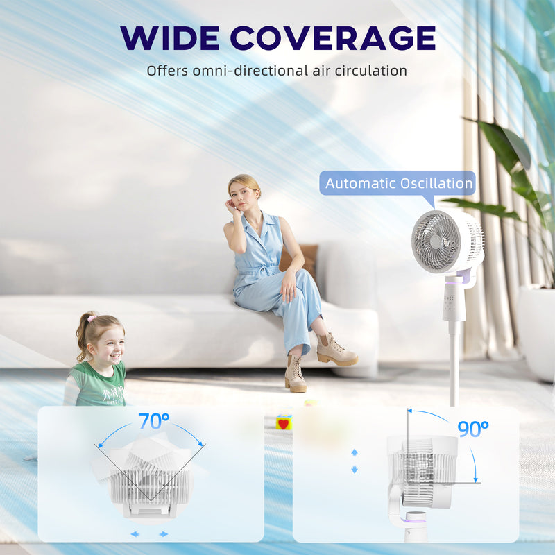 White Pedestal Air Circulation Fan with Oscillating Function and Adjustable Height by HOMCOM
