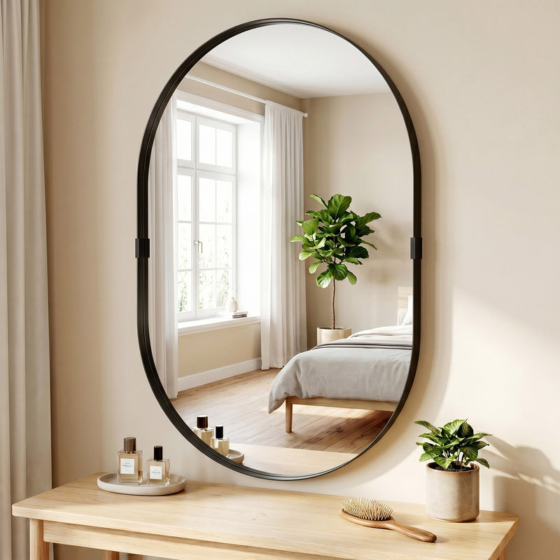 Wall Mirror for Hallway or Lounge to Brighten and Open Up Space Black Homcom