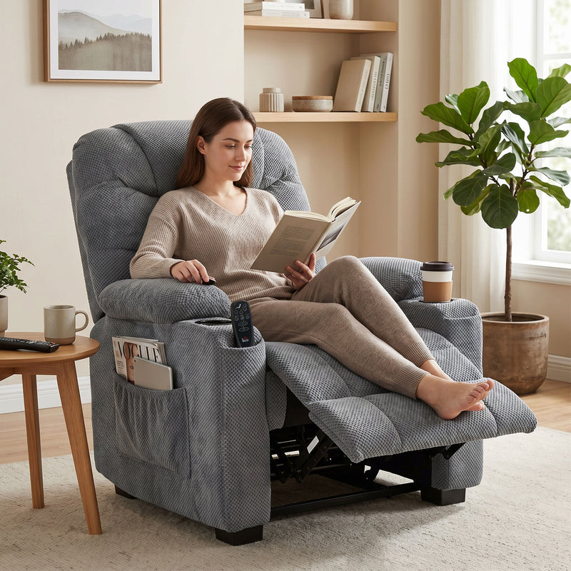 Massage Recliner Chair with Lumbar Heat for Back Relief and Everyday Comfort Dark Grey