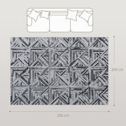 Large Chenille Area Rug With Triangle Pattern Non Slip Washable Carpet For Home Black