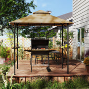 Khaki 2.5M Double Tier BBQ Gazebo Shelter with Grill Canopy for Patio or Deck by Outsunny