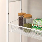 3 Tier Kitchen Trolley with Steel Wire Storage Baskets Ideal for Food Prep White AOSOM