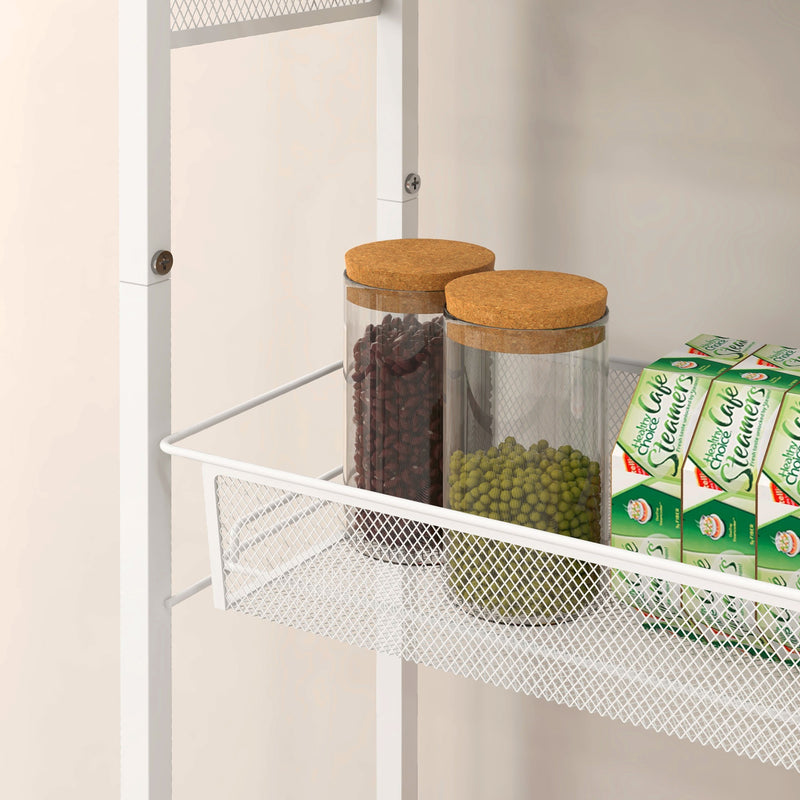 3 Tier Kitchen Trolley with Steel Wire Storage Baskets Ideal for Food Prep White AOSOM
