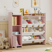 Kids Toy Storage Unit with 8 Removable Bins and Shelves Ideal for Bedroom or Playroom Pink